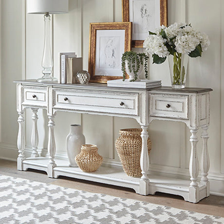 Liberty Furniture Magnolia Manor - 3 Drawer Hall Console Table - White | Meri Furniture