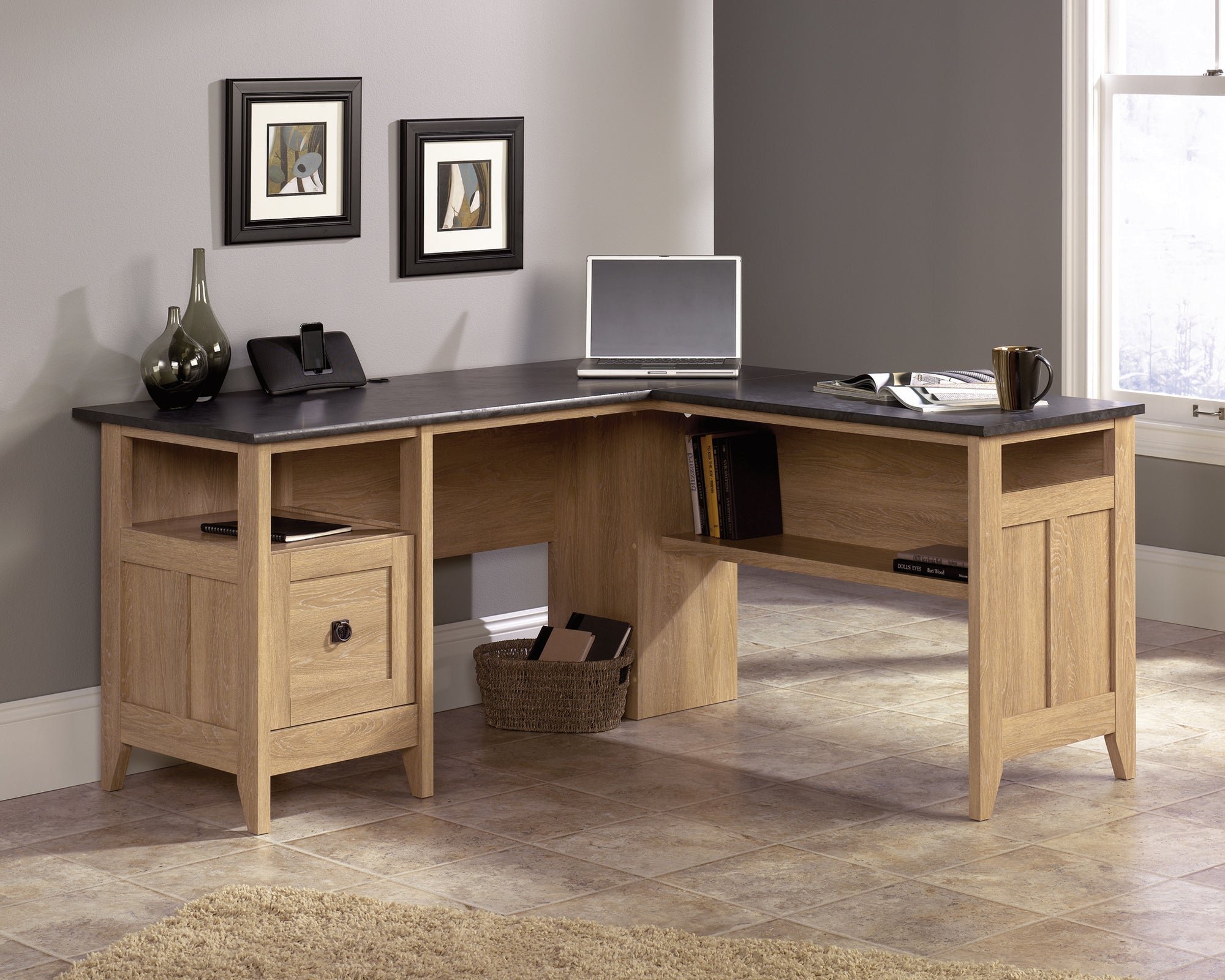 Sauder August Hill L-Desk Dvo | Meri Furniture