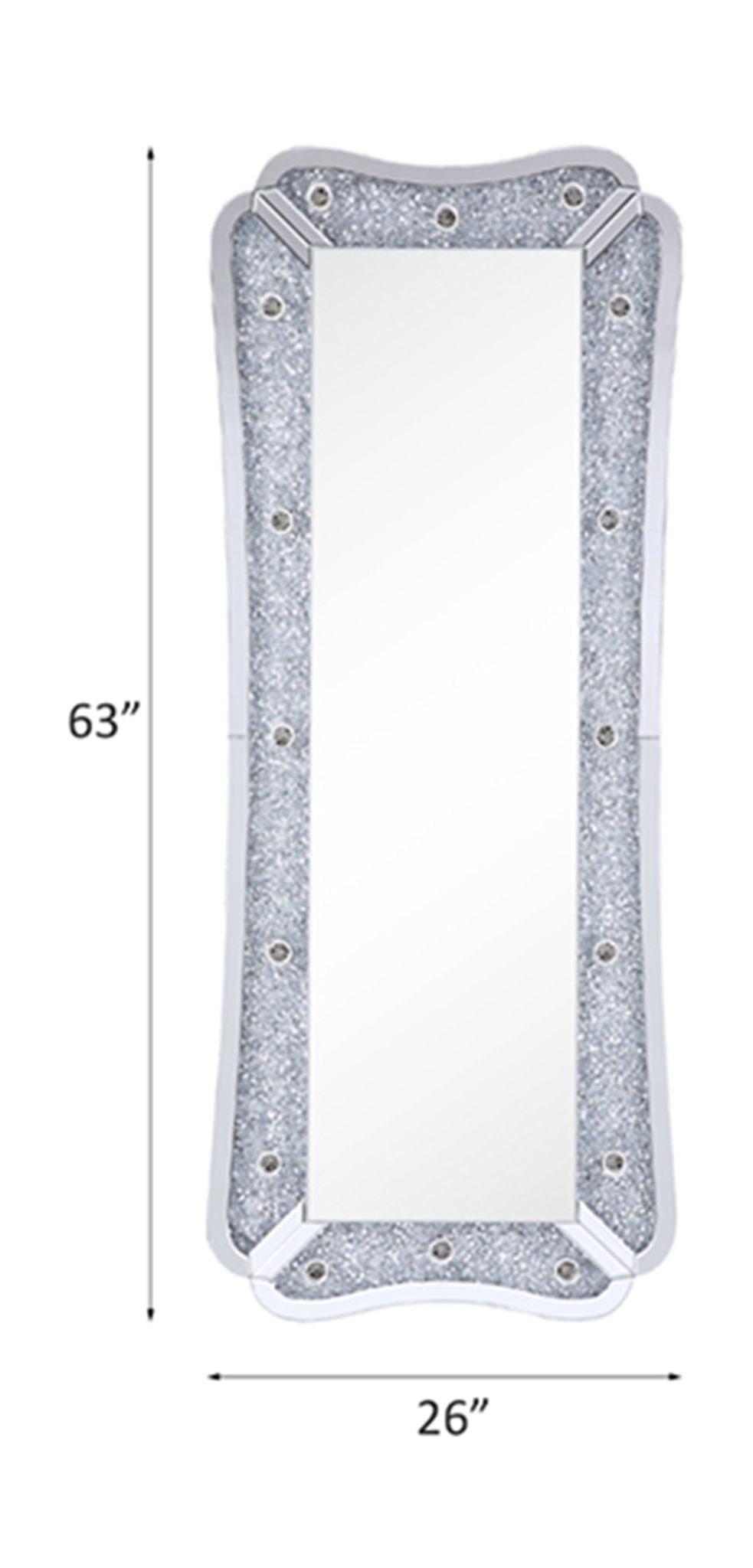 Noralie - 63" Floor Mirror With Faux Diamonds - Mirrored