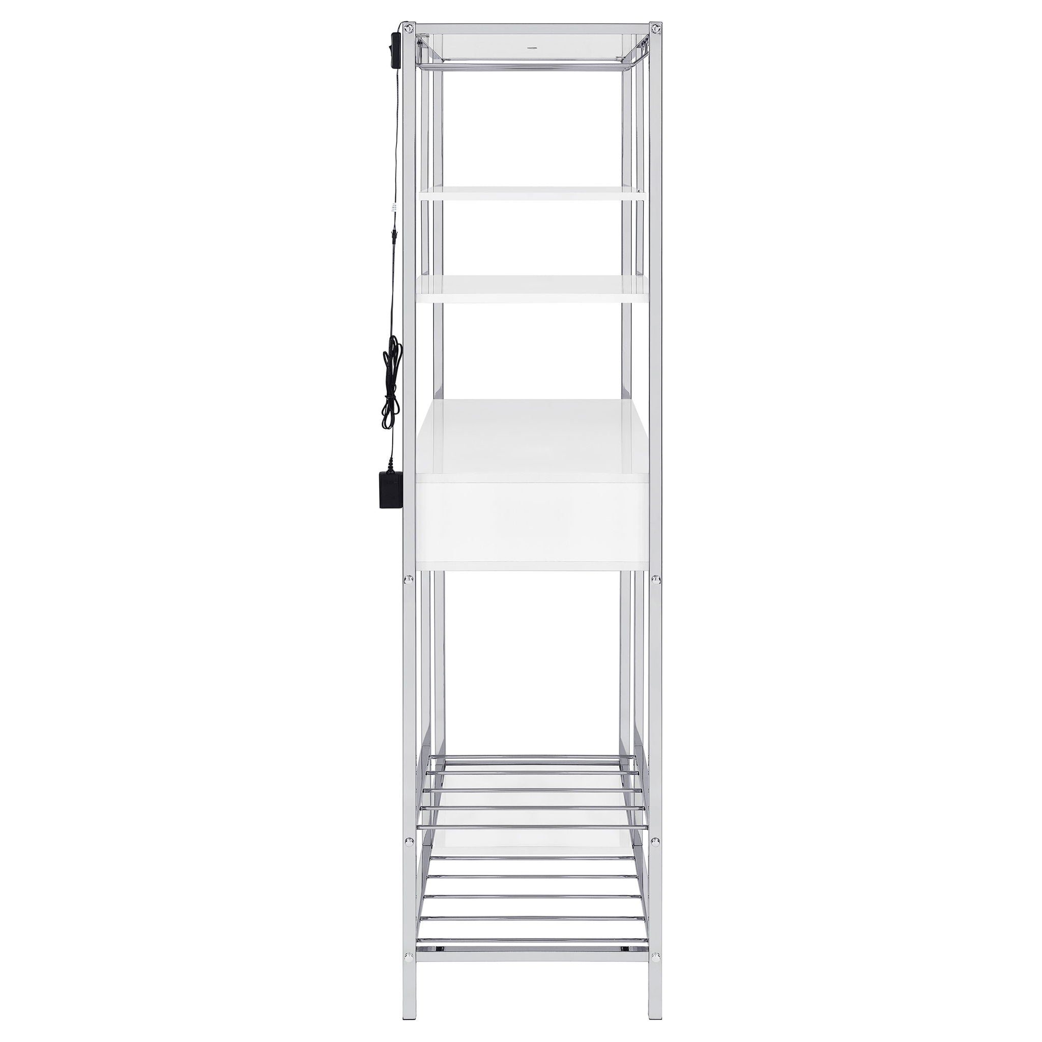 Draper - 5 Shelf LED Wine Cabinet With Pull Out Drawer - Gloss White