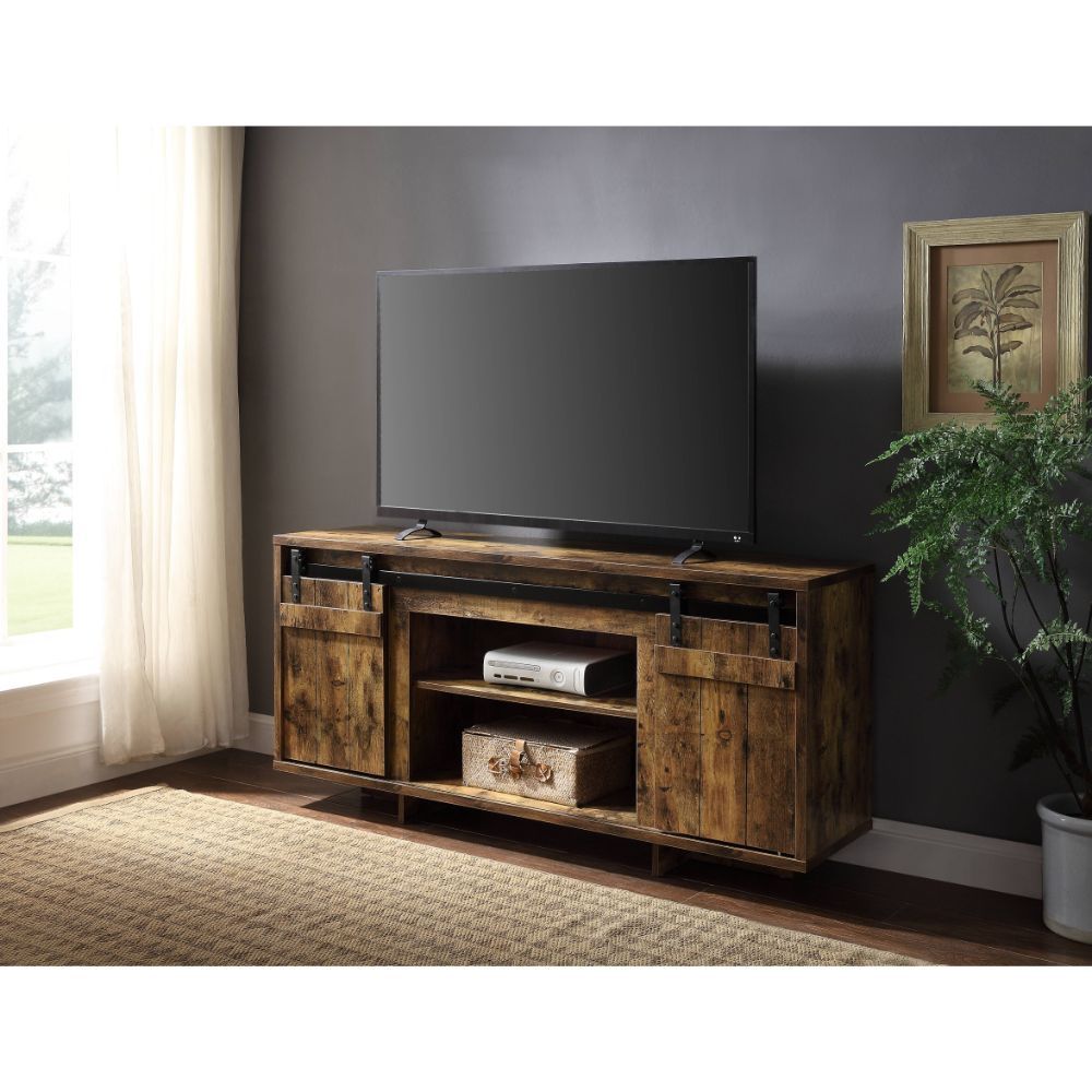 ACME Bellarosa - TV Stand - Rustic Oak | Meri Furniture
