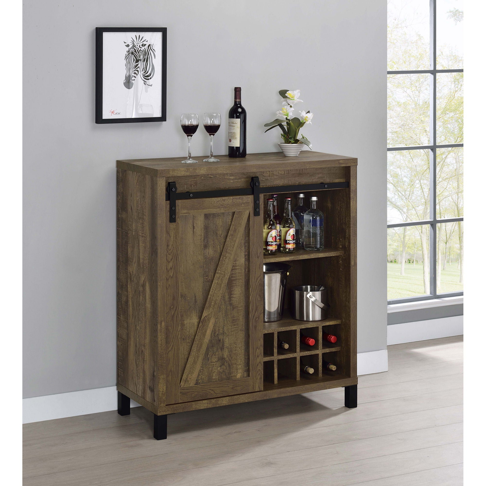 Arcata - Sliding Door Bar Cabinet - Oak