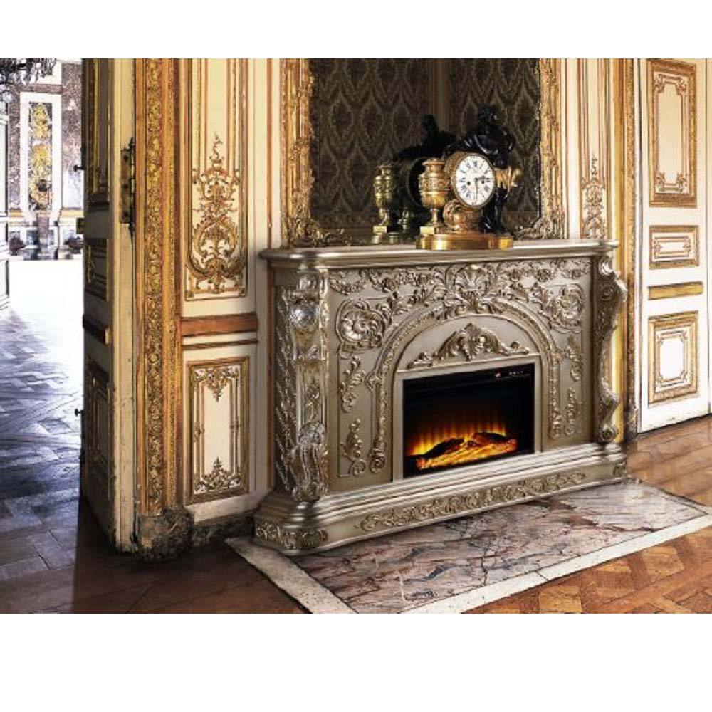ACME Zabrina - Fireplace - Antique Silver Finish - 49.5" | Meri Furniture