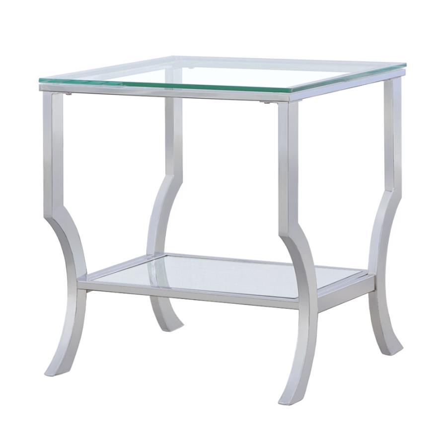 Coaster Fine Furniture Saide - Square Glass Top Side End Table - Chrome | Meri Furniture