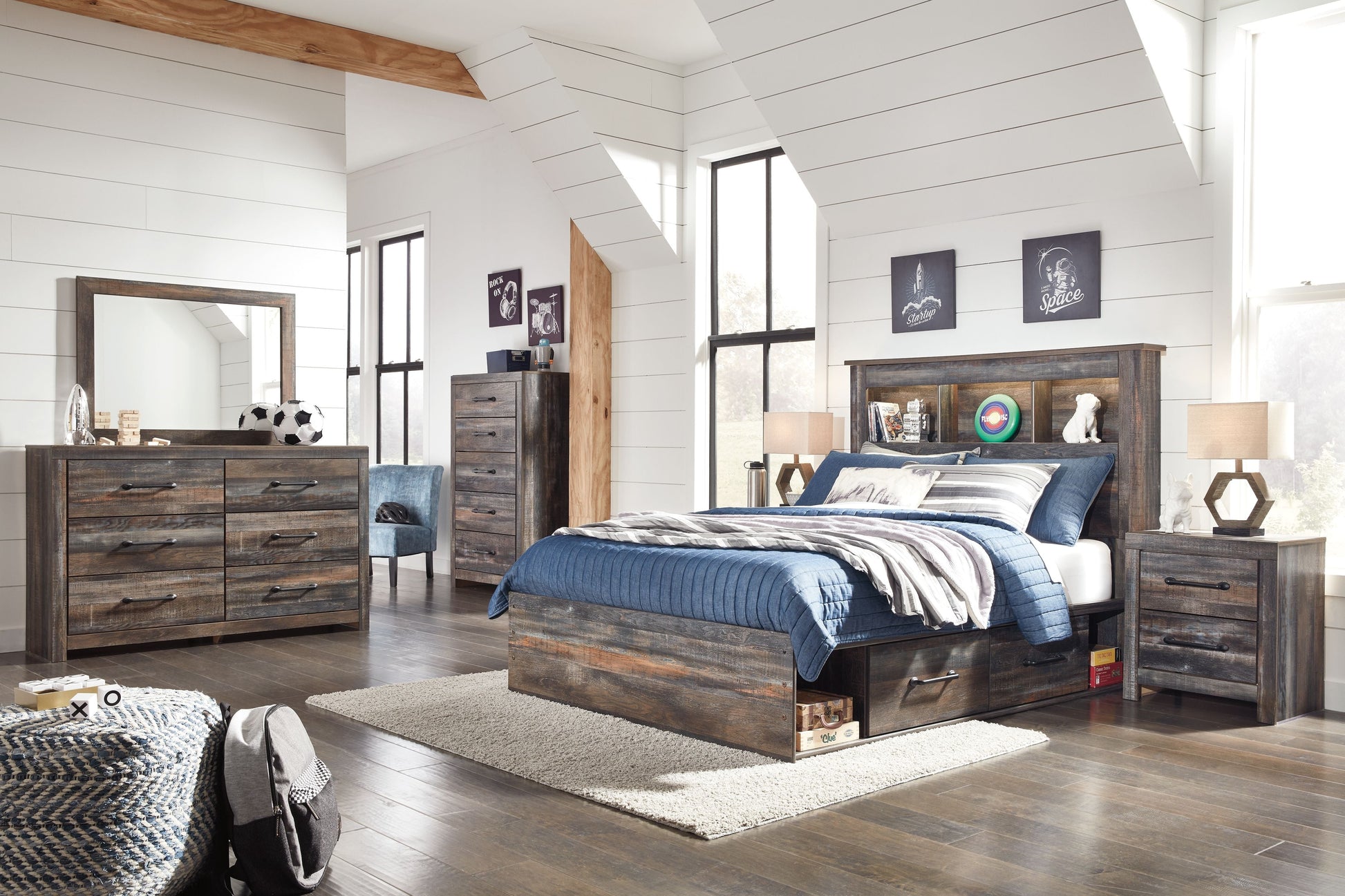 Signature Design by Ashley® Drystan - Panel Bookcase Bed | Meri Furniture