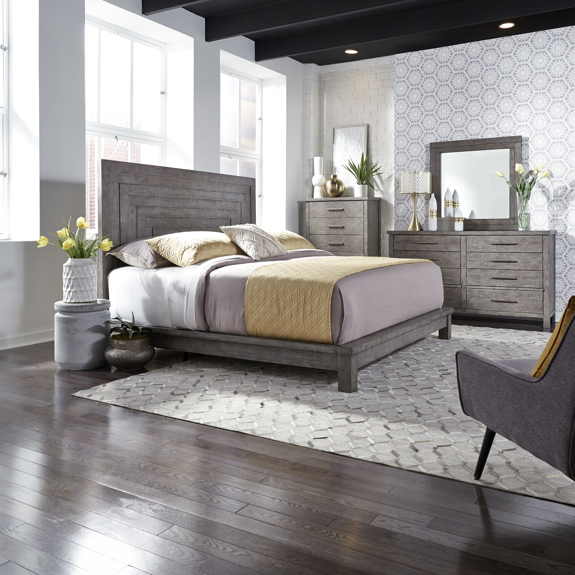 Liberty Furniture Modern Farmhouse - Platform Bed, Dresser & Mirror | Meri Furniture