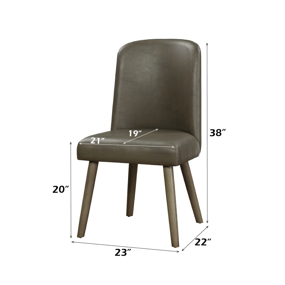 Waylon - Side Chair Set of 2) - Gray Synthetic Leather & Gray Oak