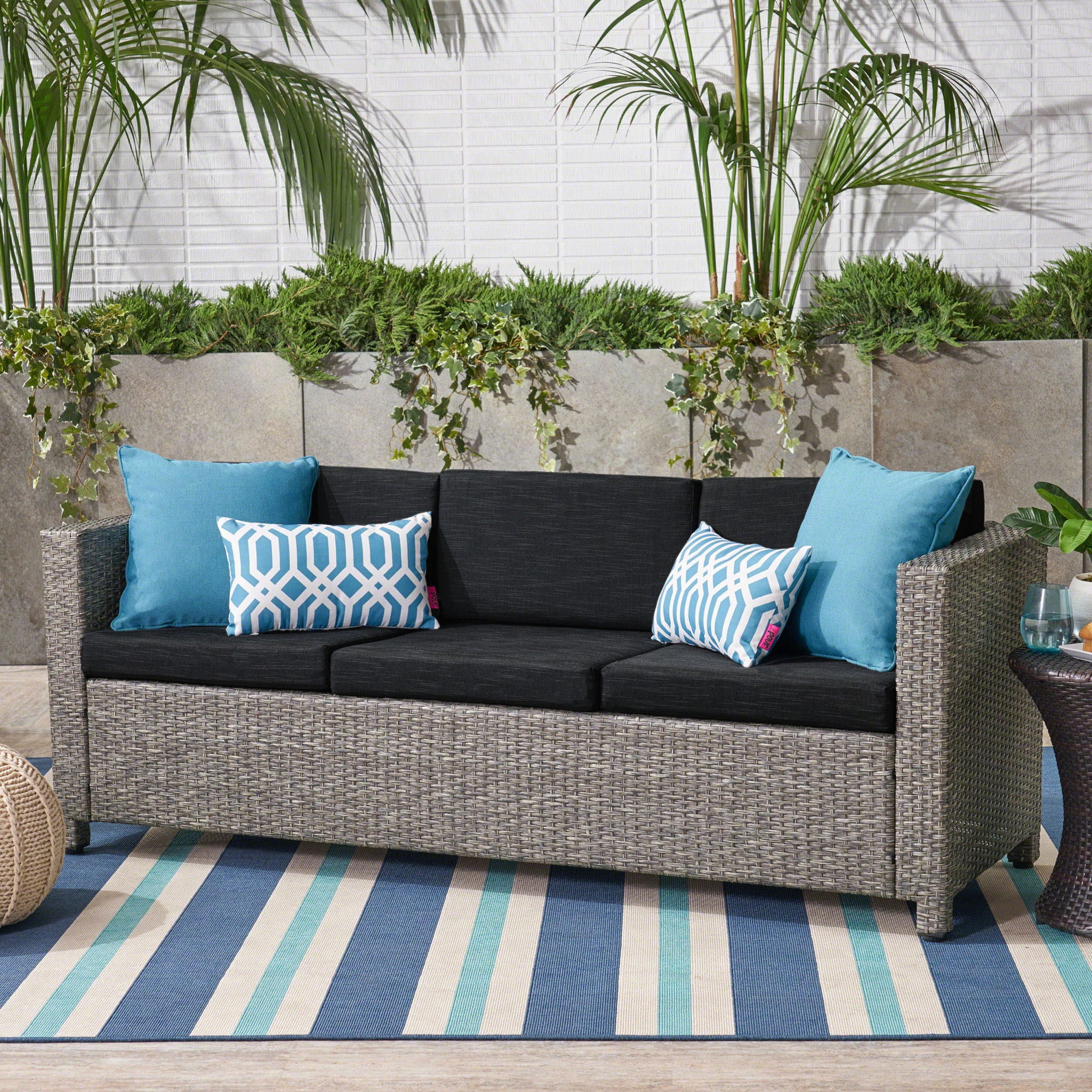 Thalassa - Outdoor 3 Seater Sofa With Removable Cushions And Steel Frame