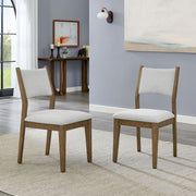 Darla Set of 2 Walnut Oak Dining Side Chairs with Light Gray Fabric