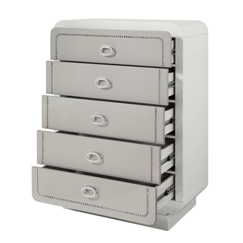 ACME Allendale - Chest - Ivory & Latte High Gloss | Meri Furniture