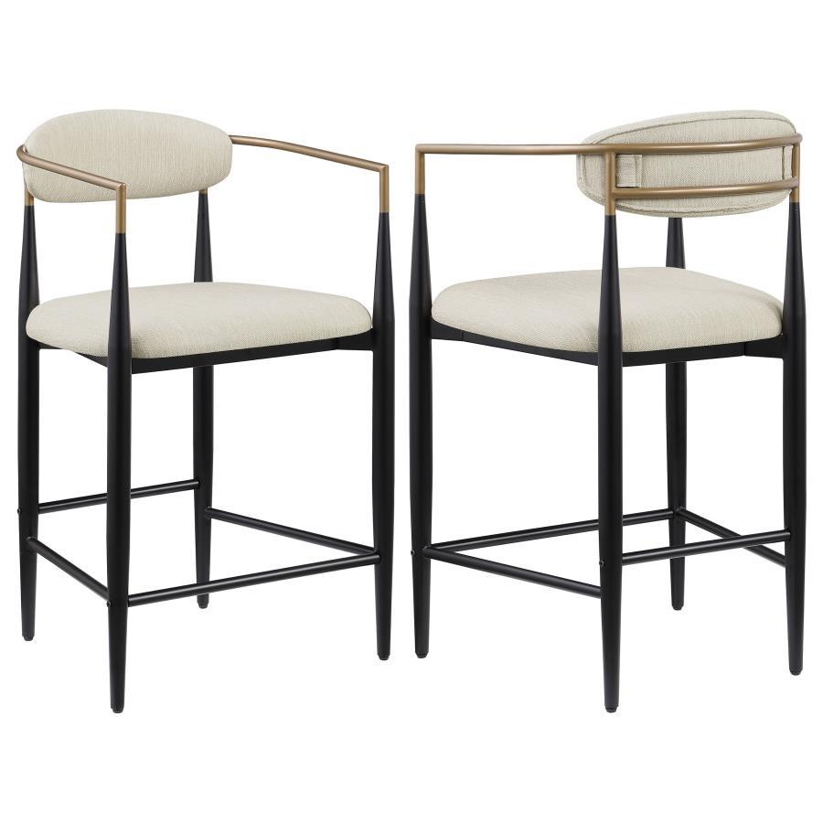 Coaster Fine Furniture Tina - Metal Counter Height Bar Stool With Upholstered Back And Seat (Set of 2) | Meri Furniture