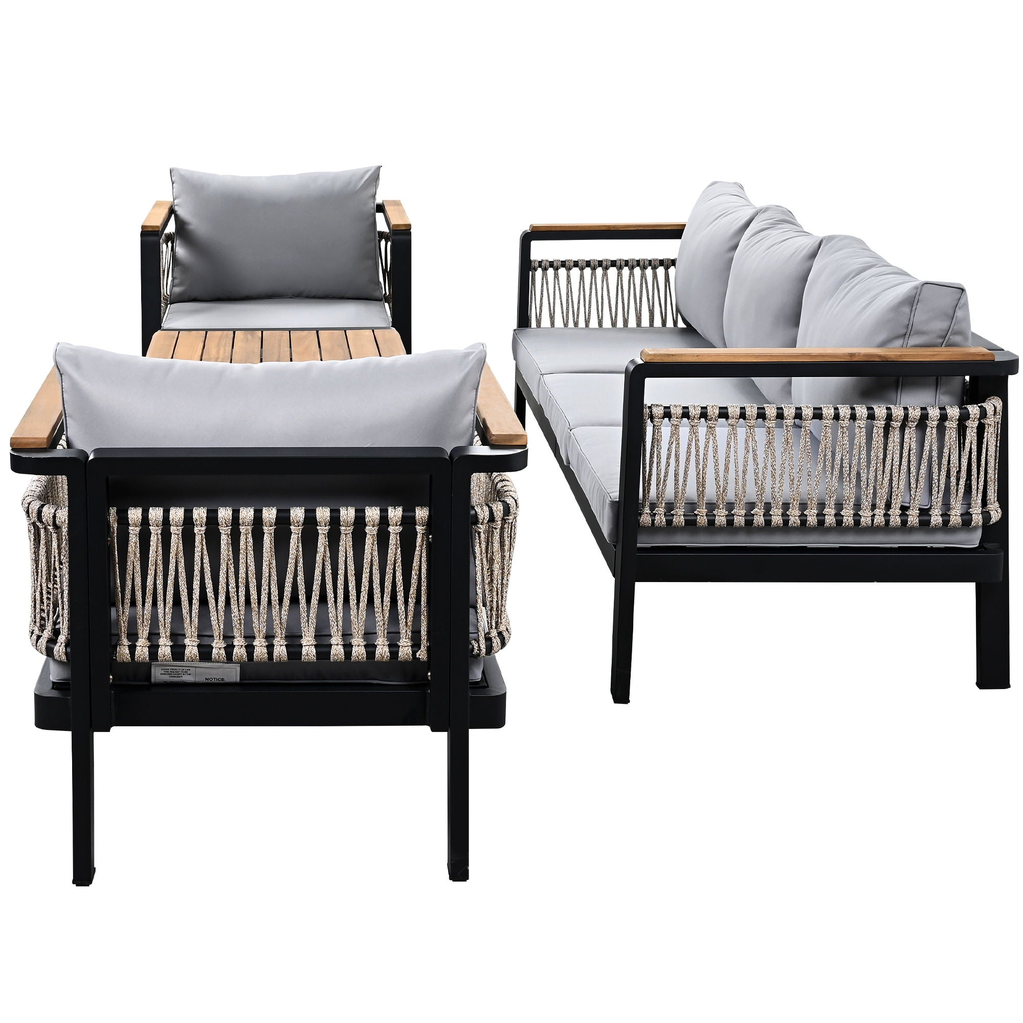 4 Pieces Outdoor Sectional Sofa Set 5 Person Patio Seating Group Outdoor Conversation Set With Cushions And A Coffee Table For Patios