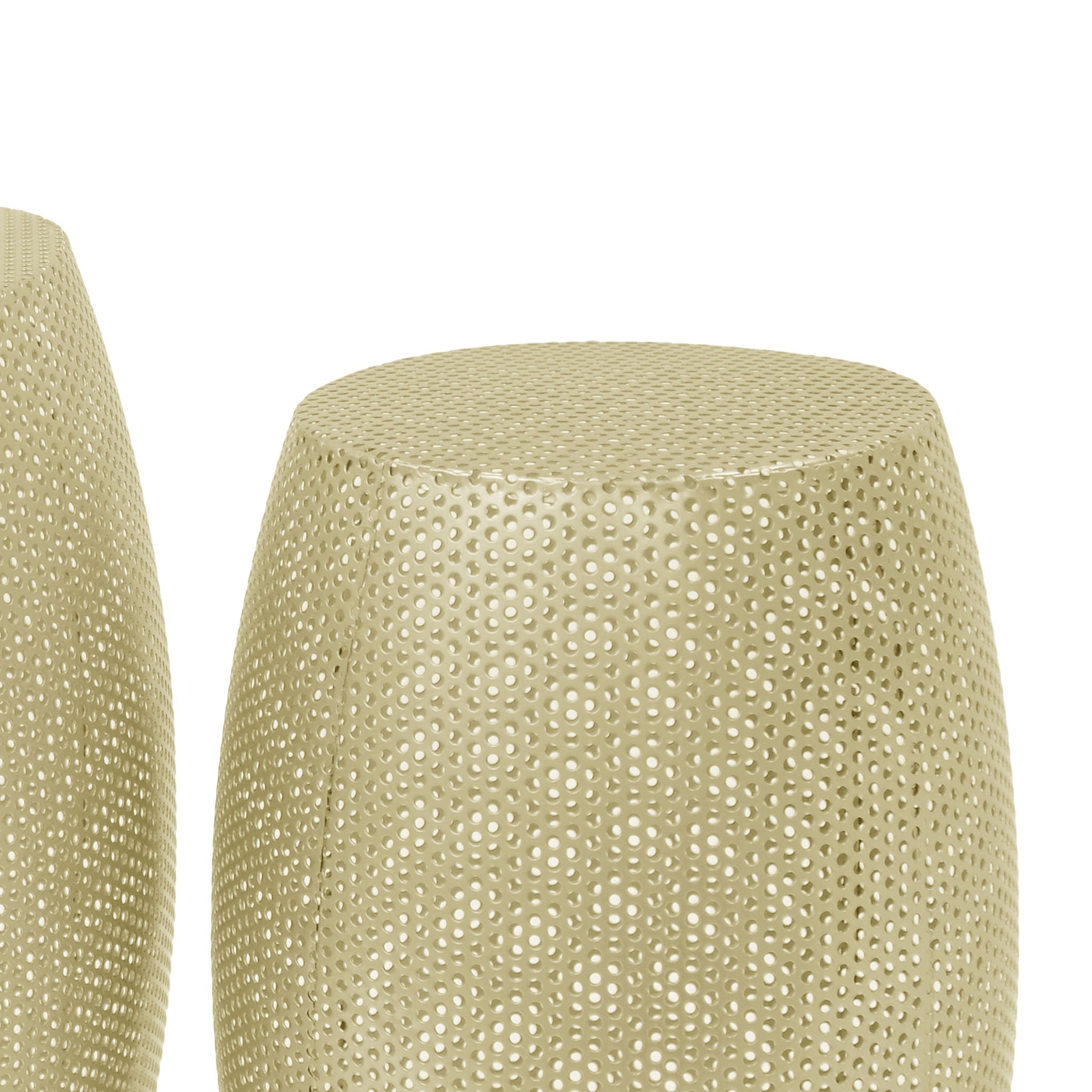 Modern Round Metal Hollow Side Table Set With Openwork Design - Gold