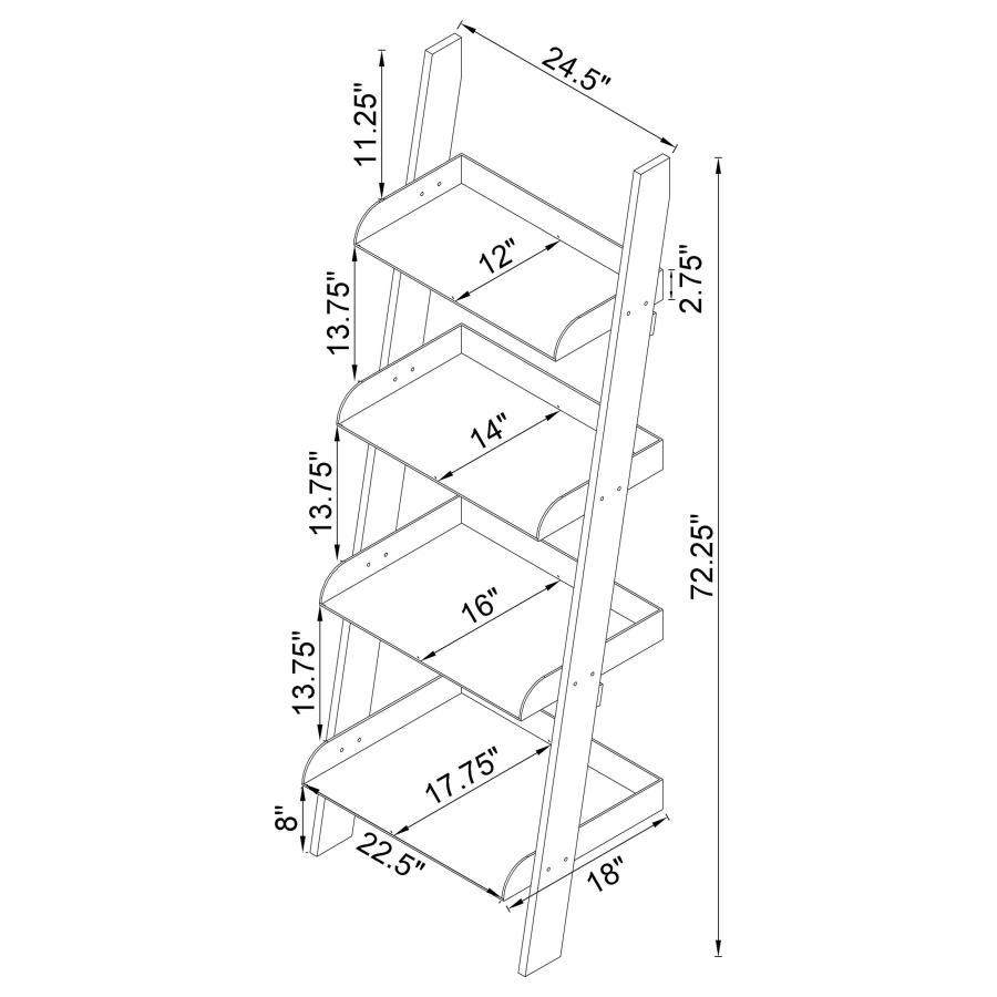 Coaster Fine Furniture Amaturo - 4-Shelf Acrylic Ladder Bookshelf - Clear | Meri Furniture