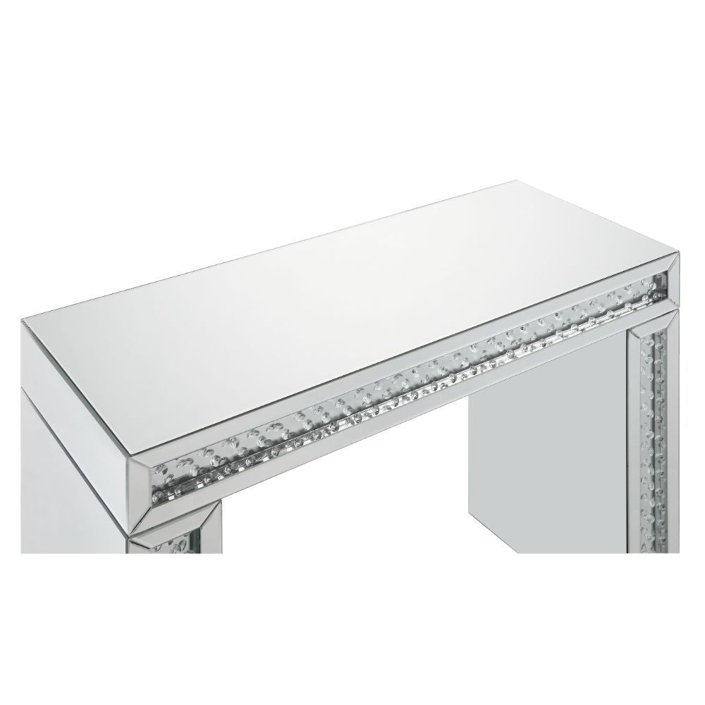 ACME Nysa - Vanity Desk - Mirrored & Faux Crystals - 31" | Meri Furniture
