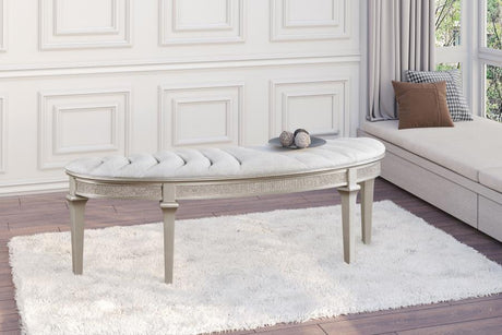 Evangeline - Curved Fabric Upholstered Bench - Silver Oak