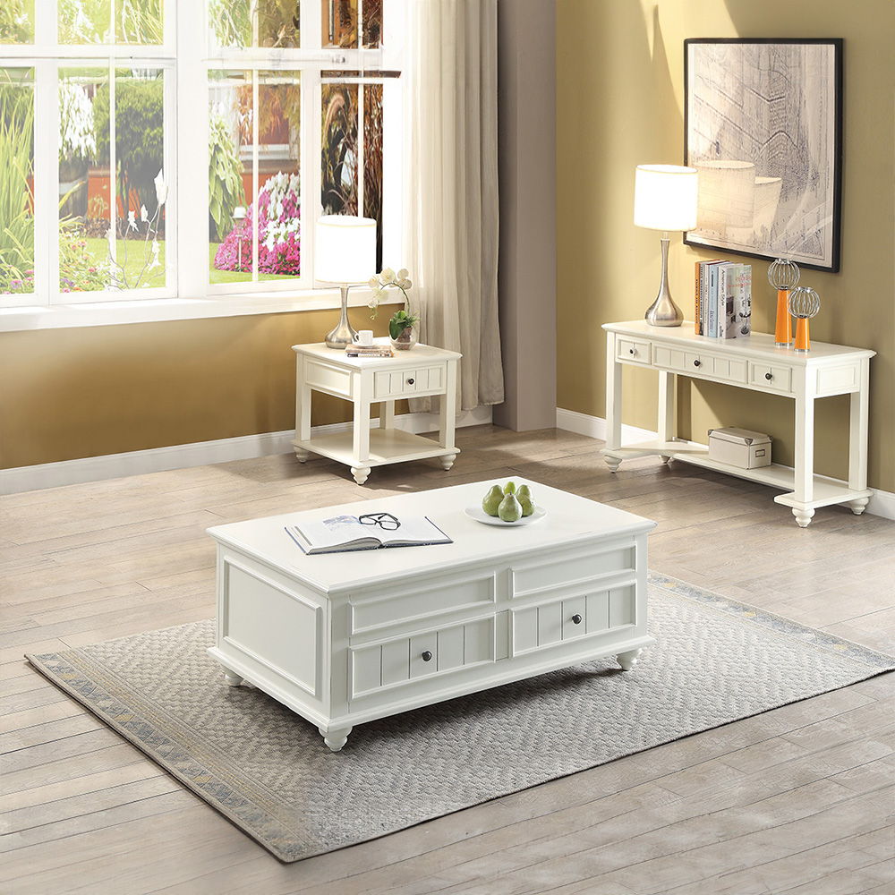 Natesa - End Table - White Washed