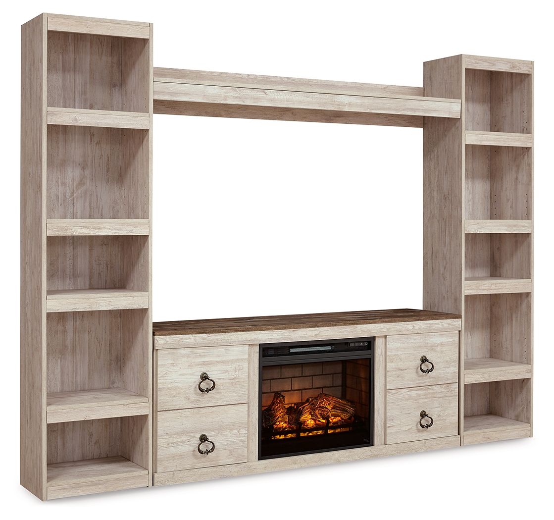 Signature Design by Ashley® Willowton - Entertainment Center With Fireplace Option | Meri Furniture