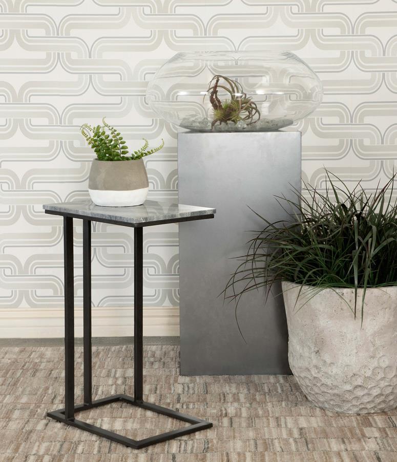 Coaster Fine Furniture Vicente - Marble Top C-Shaped Sofa Side Table | Meri Furniture