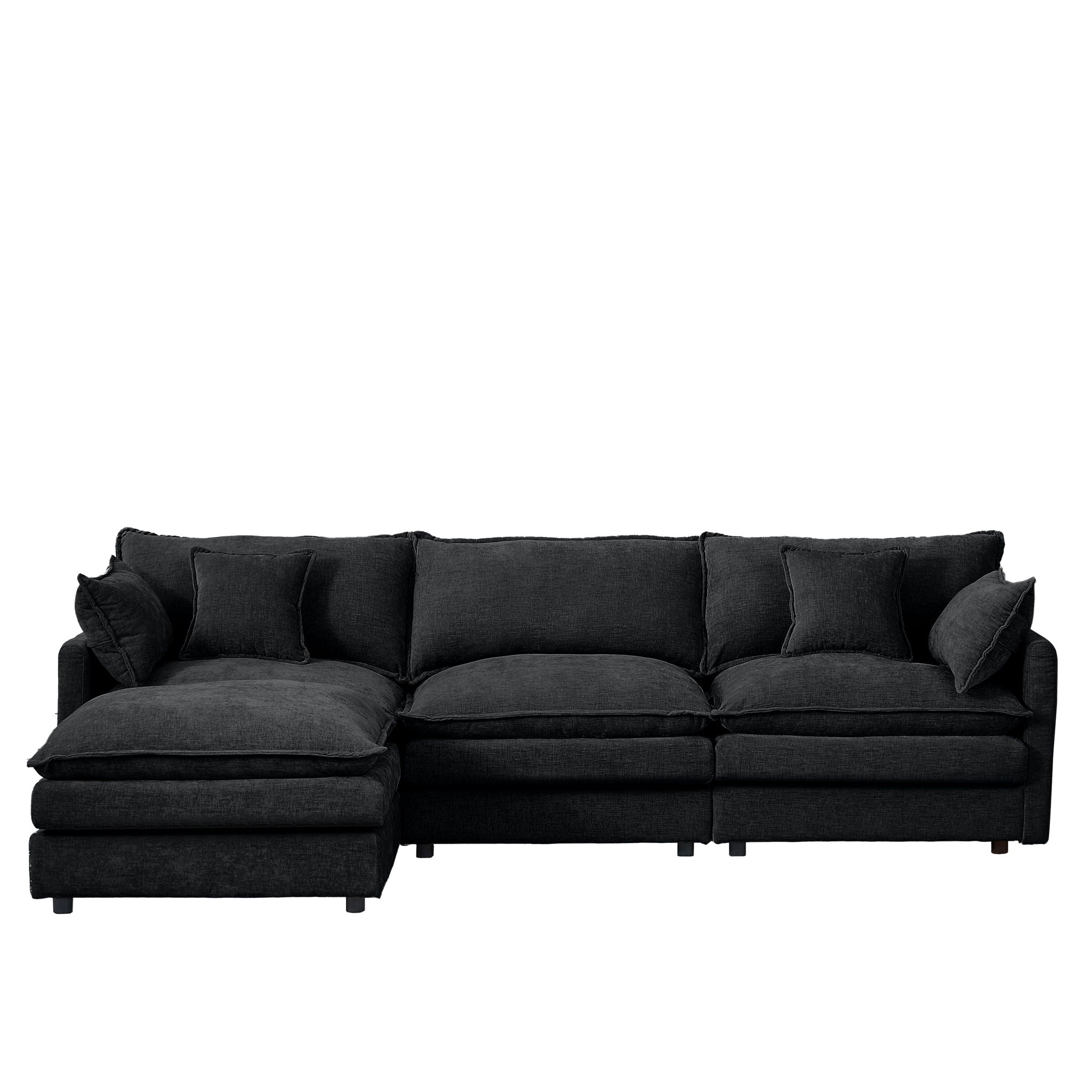 Modular L-Shaped Sectional Sofa With Movable Ottoman