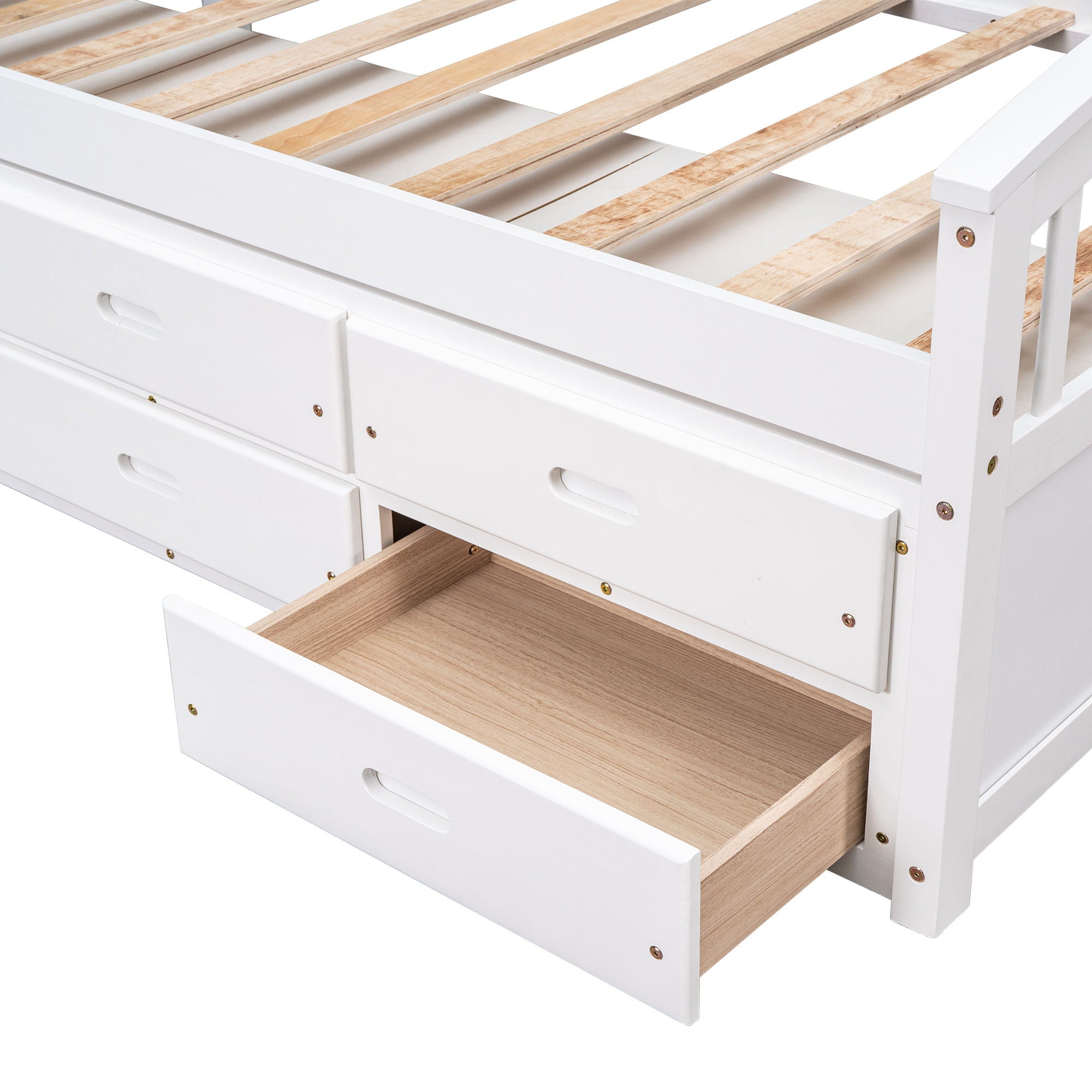 Platform Storage Bed Solid Wood Bed With 6 Drawers