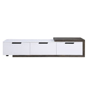 ACME Orion - TV Stand - White High Gloss & Rustic Oak | Meri Furniture