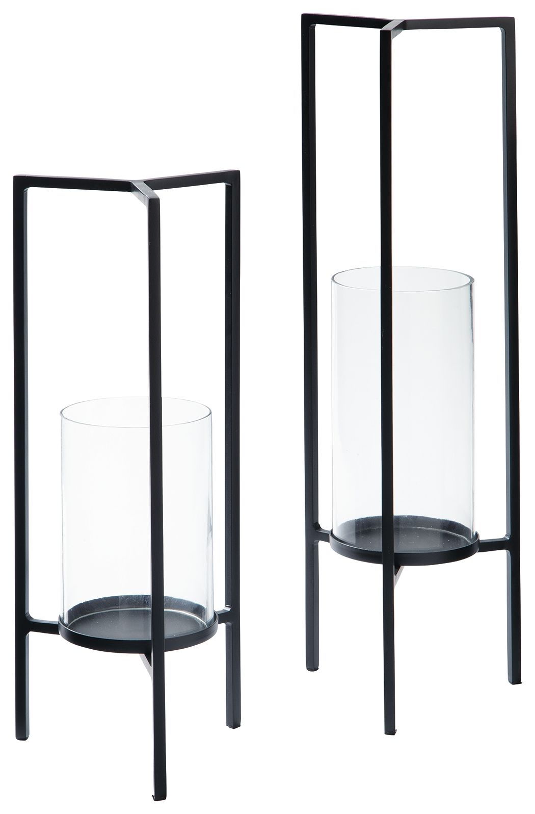 Ashley Furniture Ginette - Black - Candle Holder Set (Set of 2) | Meri Furniture