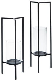 Ashley Furniture Ginette - Black - Candle Holder Set (Set of 2) | Meri Furniture