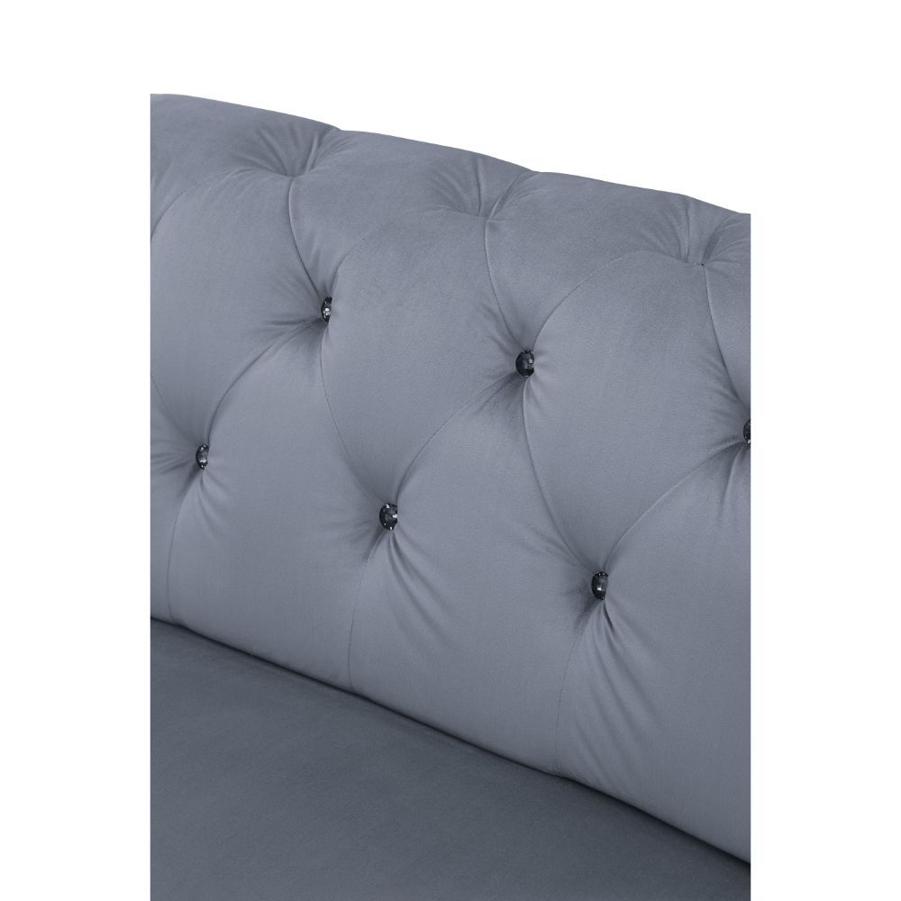 ACME Bois II - Wedge - Gray Velvet | Meri Furniture