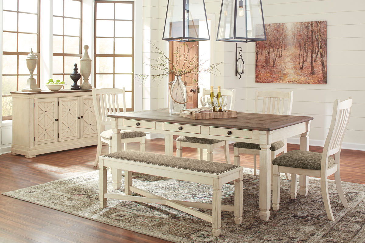 Signature Design by Ashley® Bolanburg - Rectangular Dining Table Set | Meri Furniture