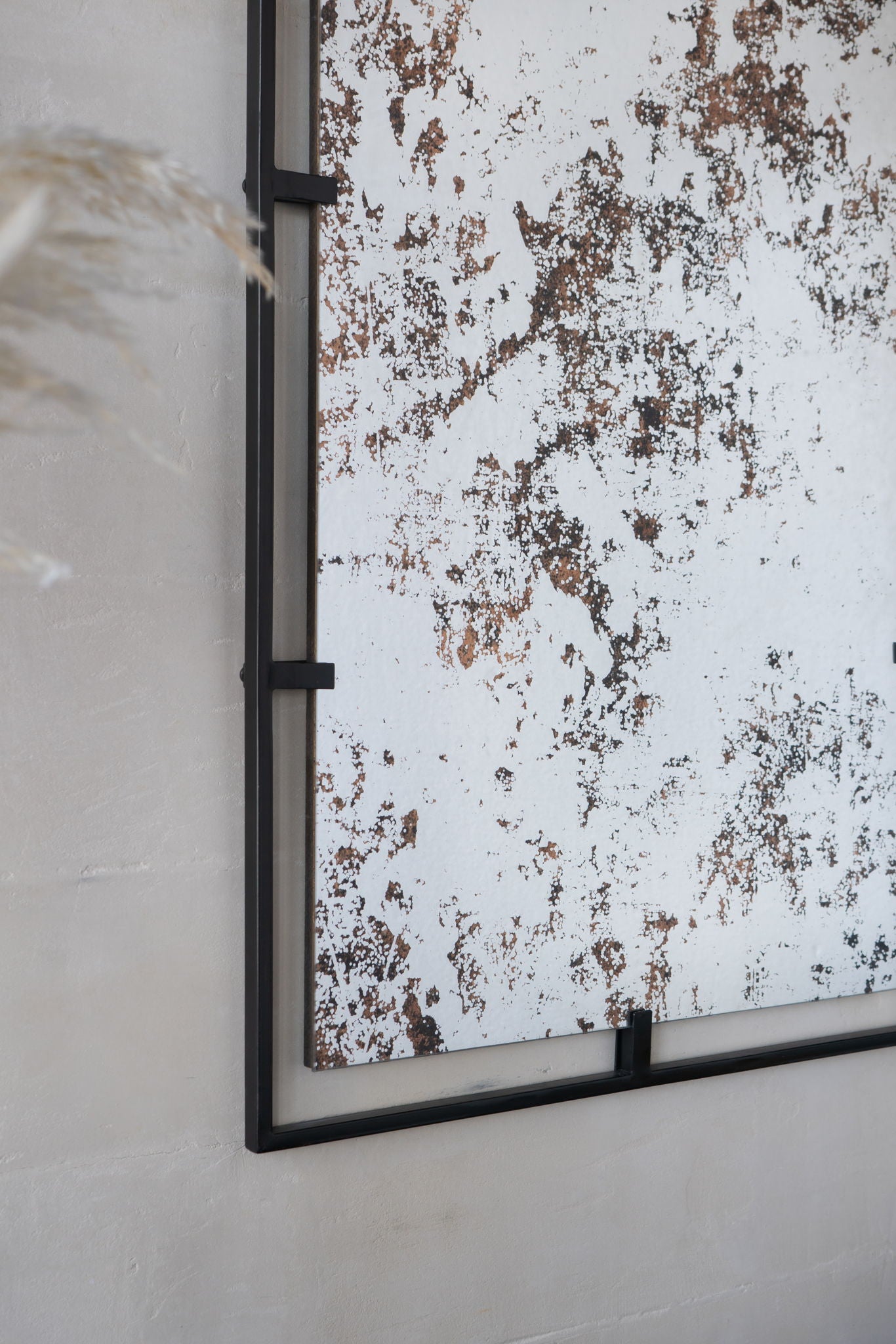 Rectangle Antiqued Wall Mirror Wall Mirror With Metal Frame, Home Wall Decor, Bedroom Living Room Entryway Wall Accent - Black