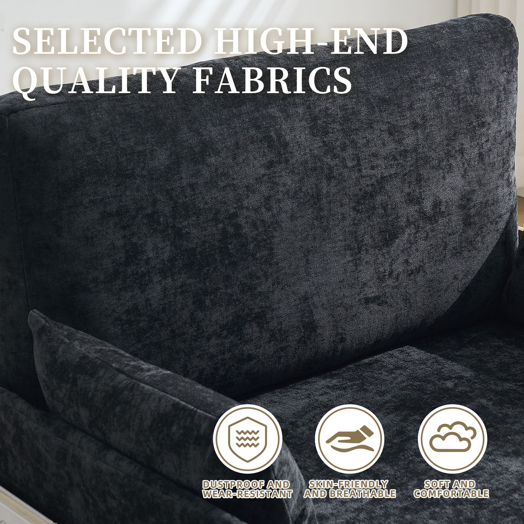 Mid Century Modern Foldable Sofa Bed, 3 In 1 Convertible Sleeper With 3 Pillows