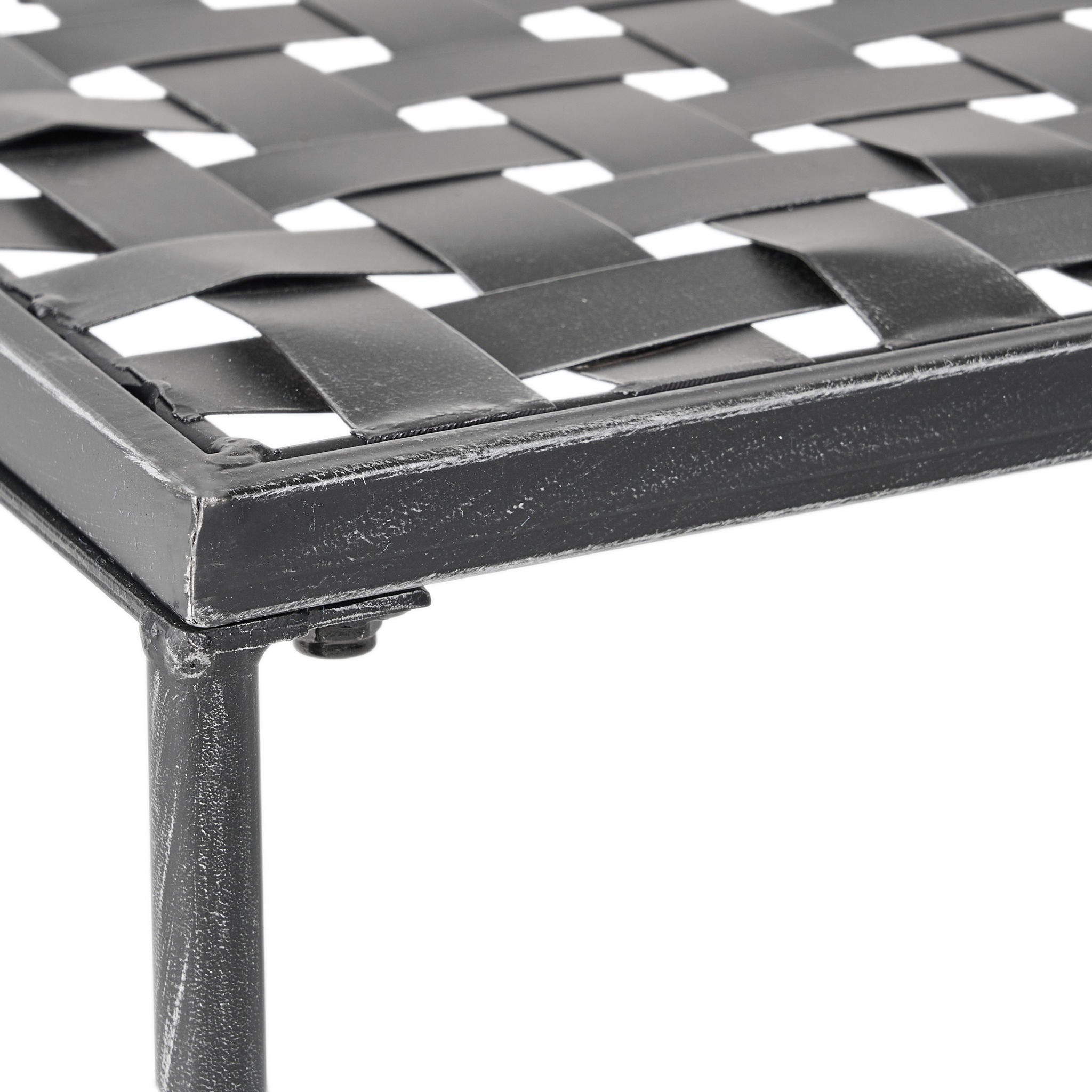 Luna - Outdoor Iron Coffee Table - Black Brush Silver