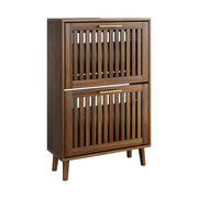 Medieval Modern Shoe Cabinet With 2 Flip Drawers And Fence Design