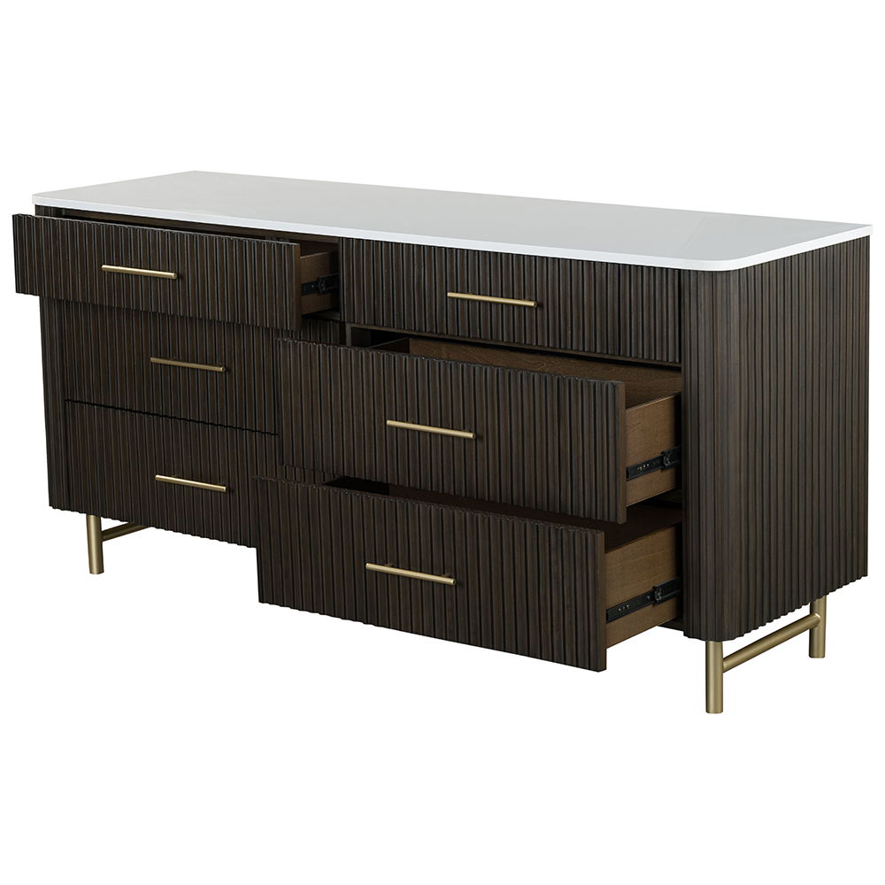 Clayten - Dresser - Marble Top & Espresso