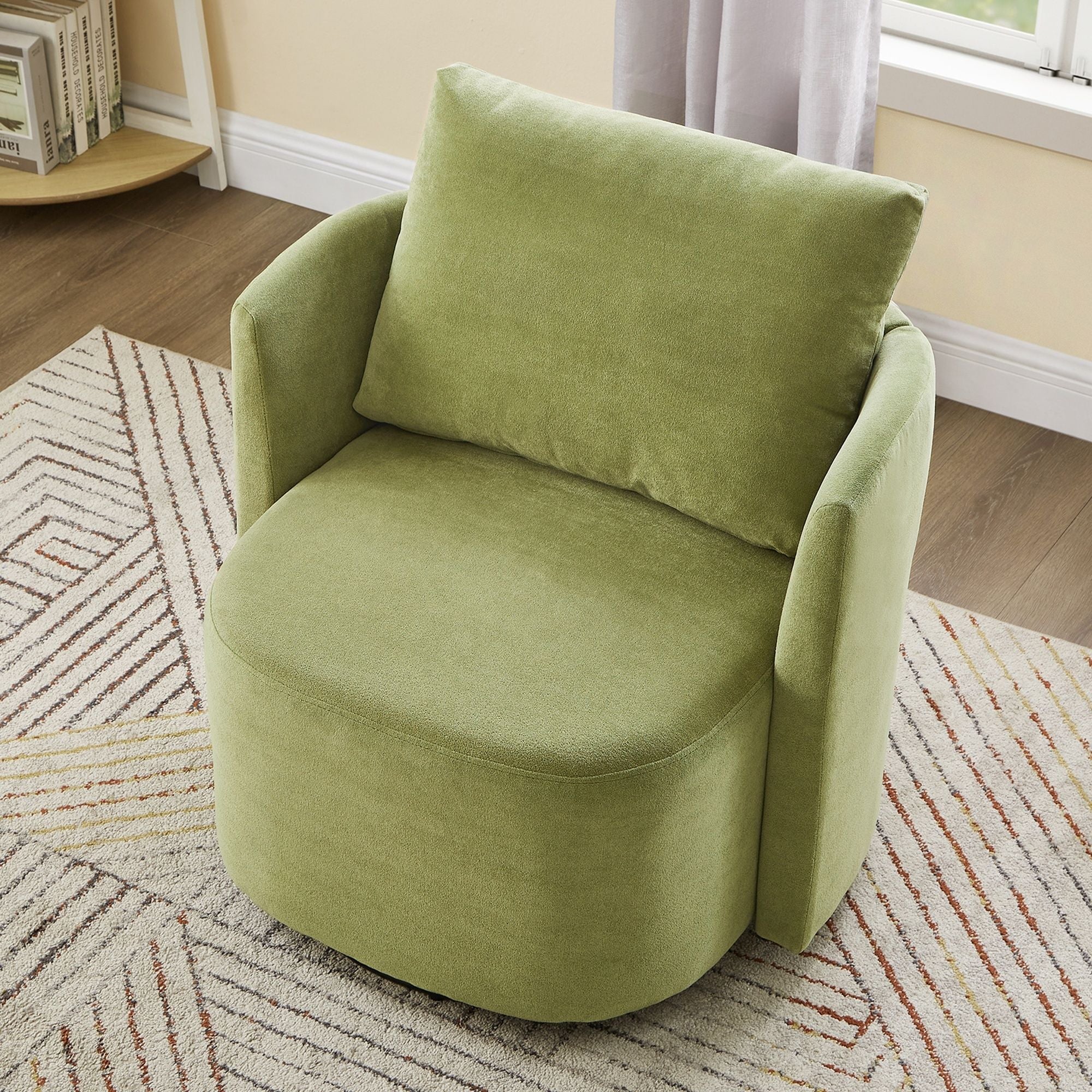 360° Modern Swivel Chair With Upholstered Curved Design