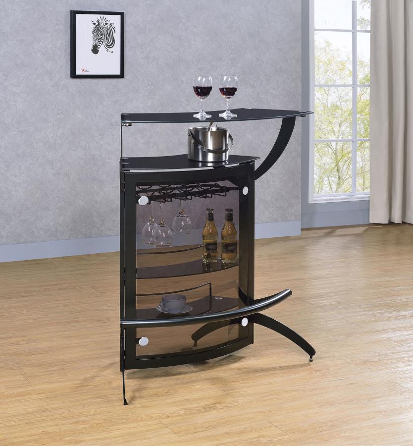 Coaster Fine Furniture Dallas - 2-Shelf Curved Freestanding Home Bar Cabinet | Meri Furniture