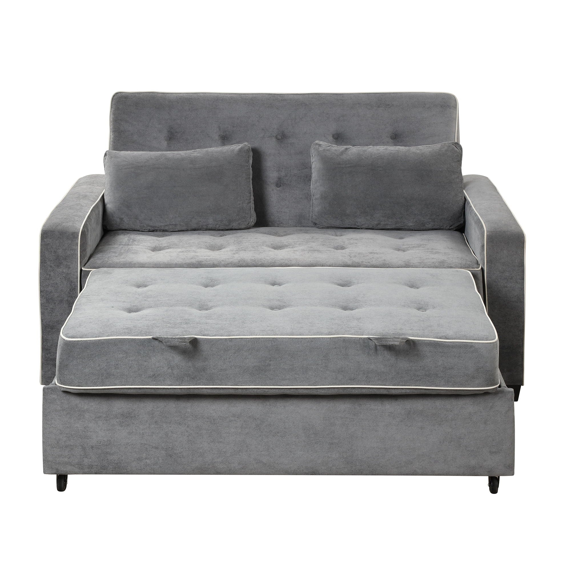 Upholstered Sleeper Bed Sofa With Dual USB Charging, Adjustable Backrest