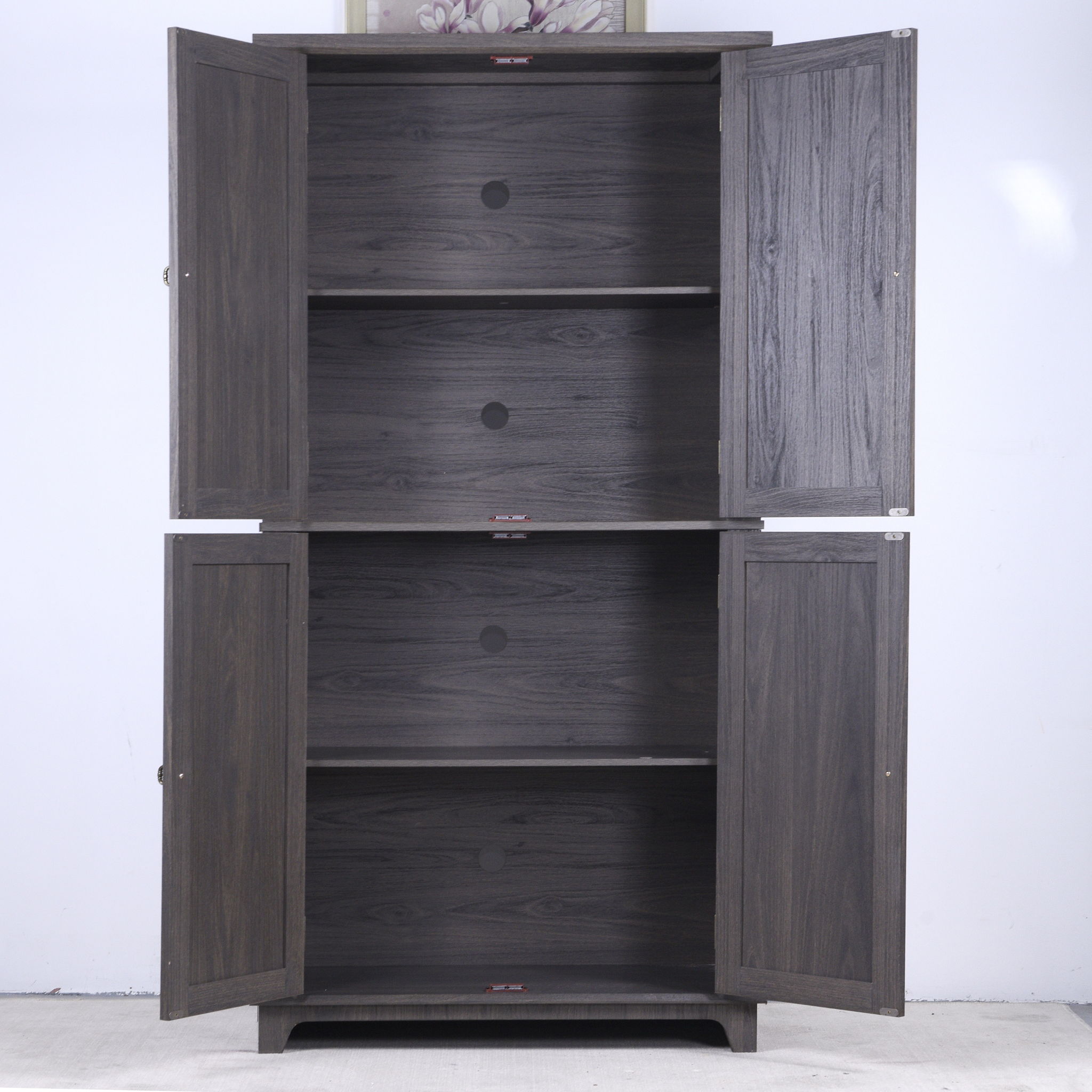 Modern Sideboard Buffet With 4 Mirrored Doors, Adjustable Shelves