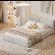 Upholstered Platform Bed, Grounded Bed With Solid Frame
