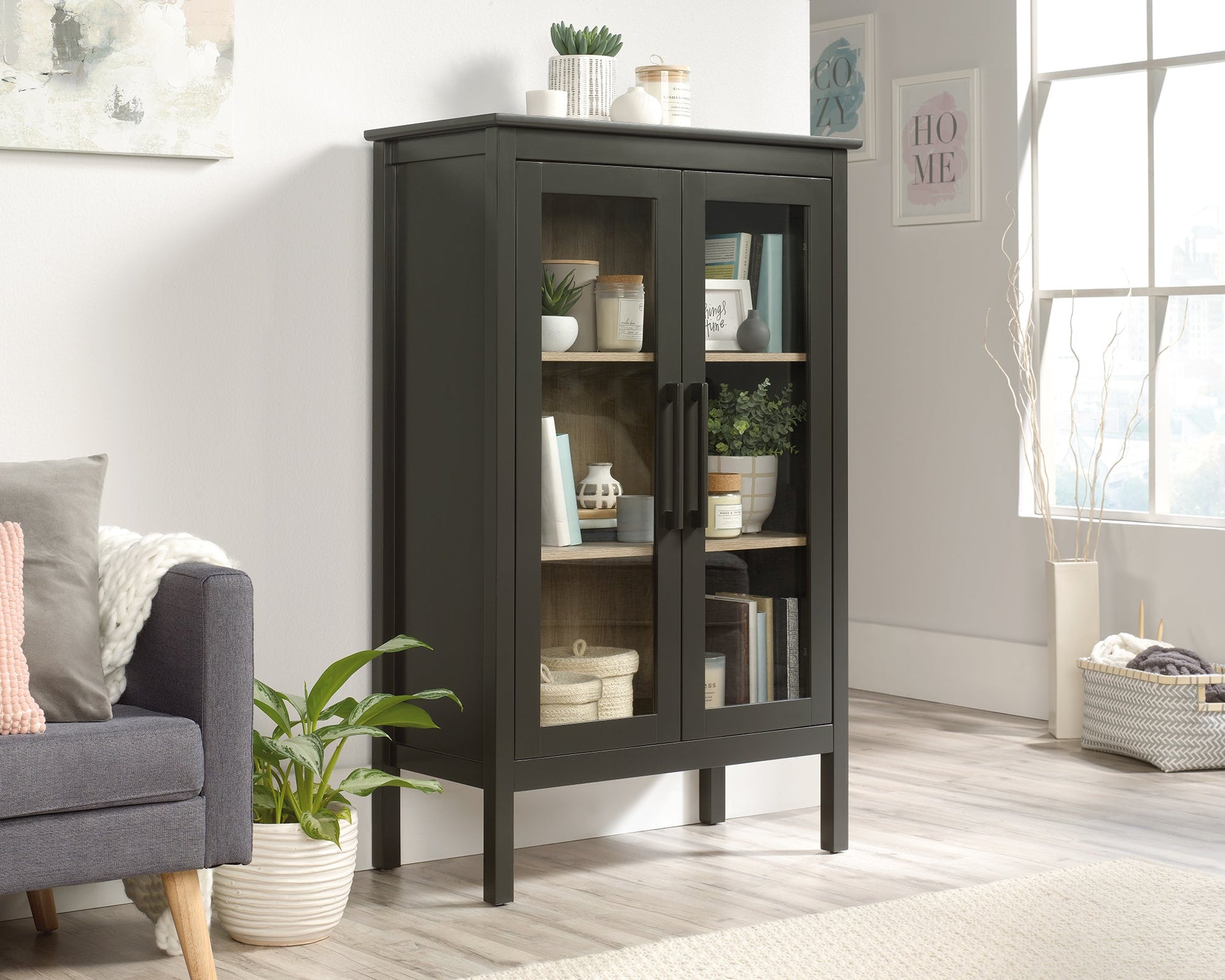 Sauder Anda Norr Display Cabinet Blk | Meri Furniture