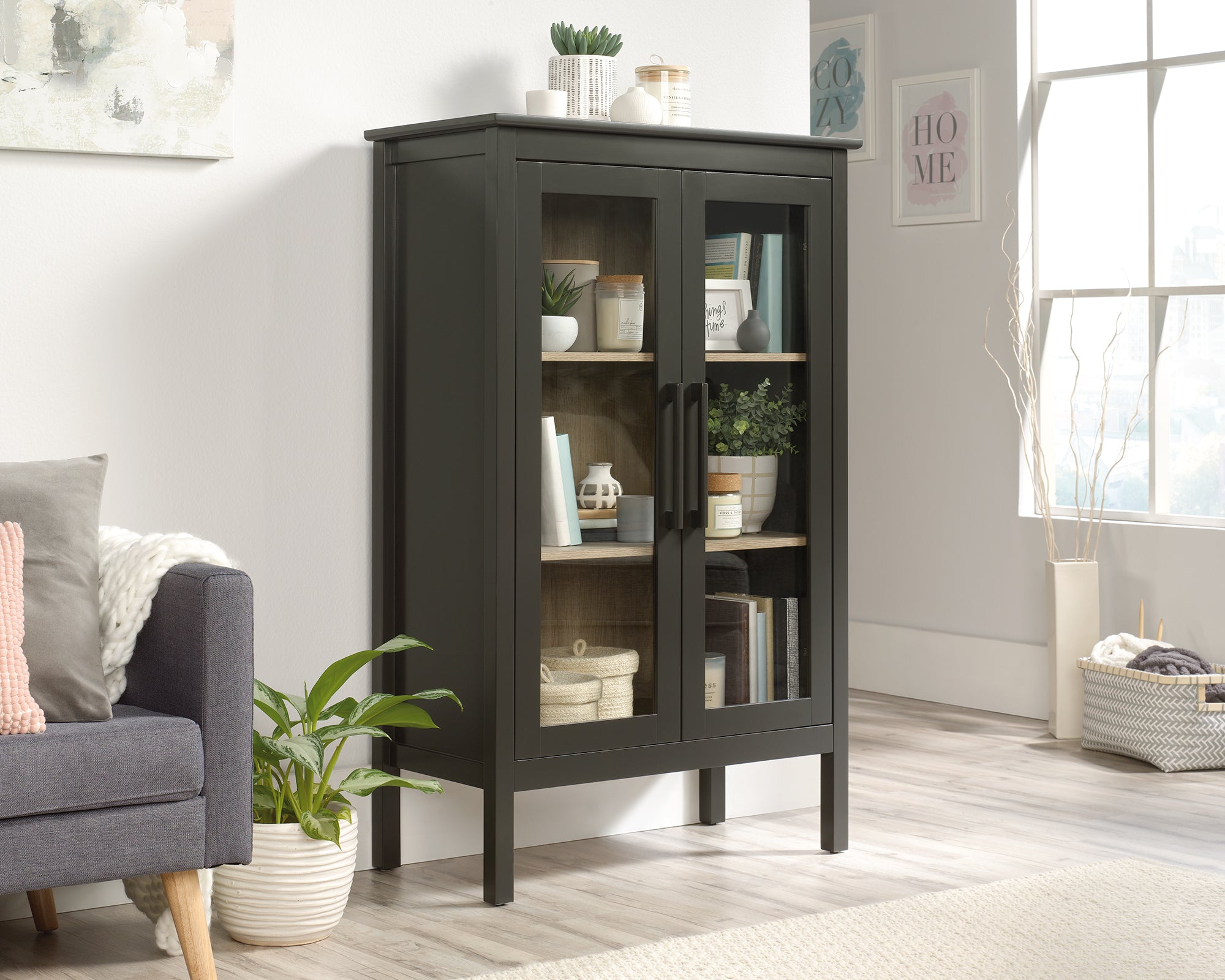 Sauder Anda Norr Display Cabinet Blk | Meri Furniture