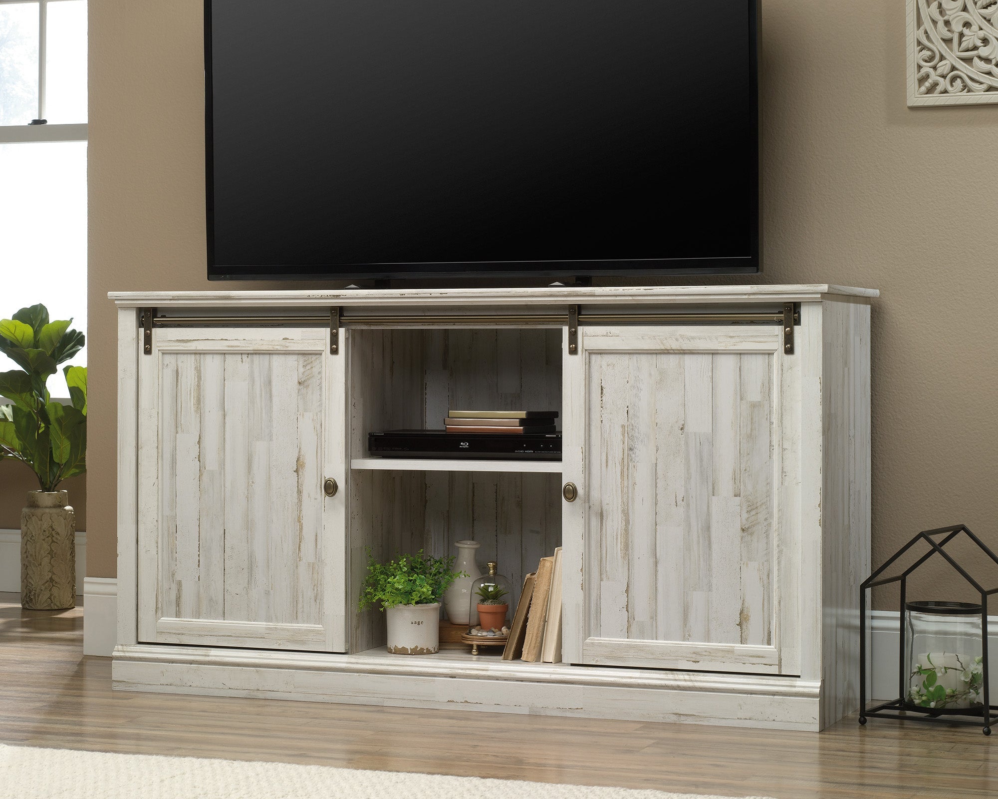 Sauder Barrister Lane 60" Slid Dr Ent Cred Wp | Meri Furniture