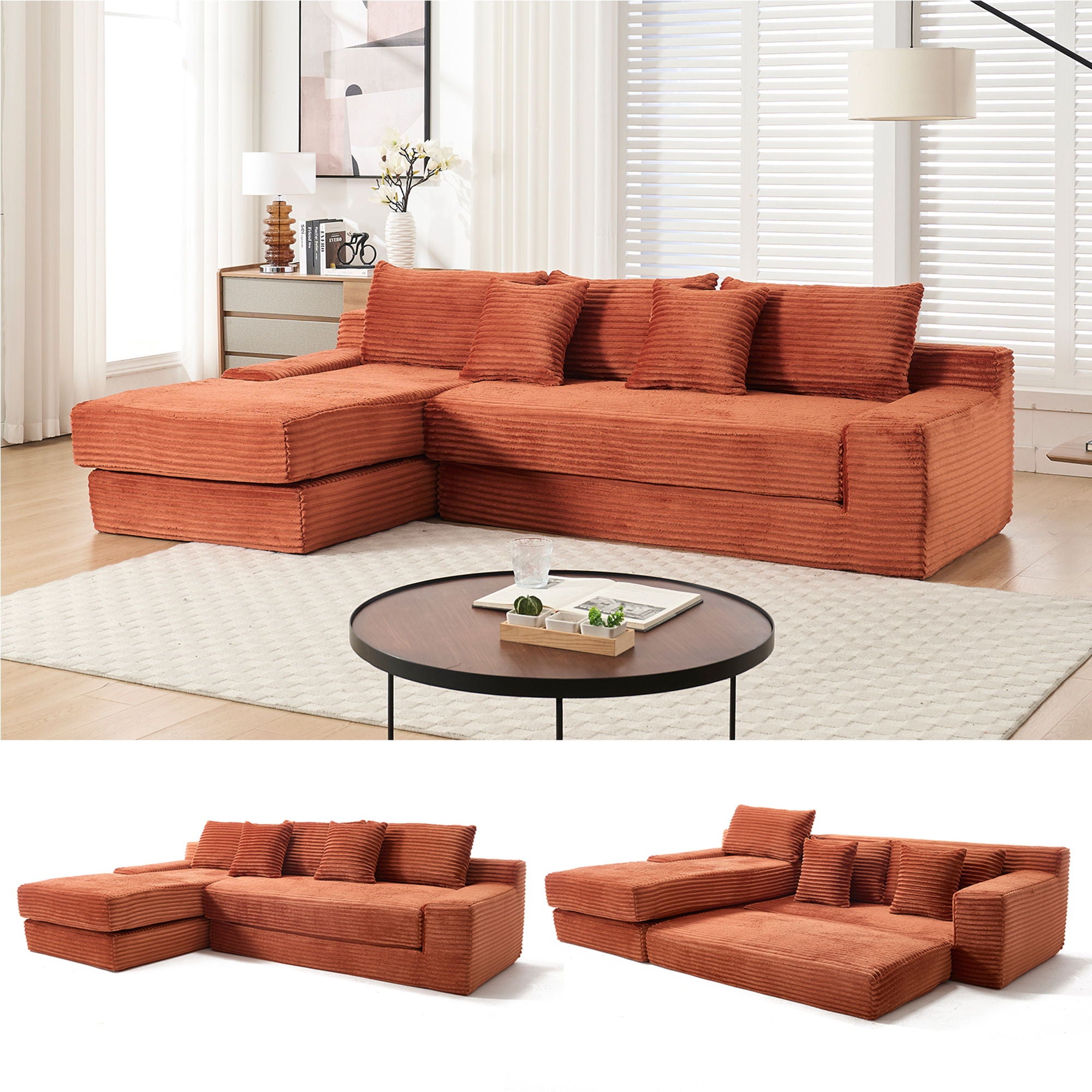Modern L - Shaped Sectional Couch With Memory Foam