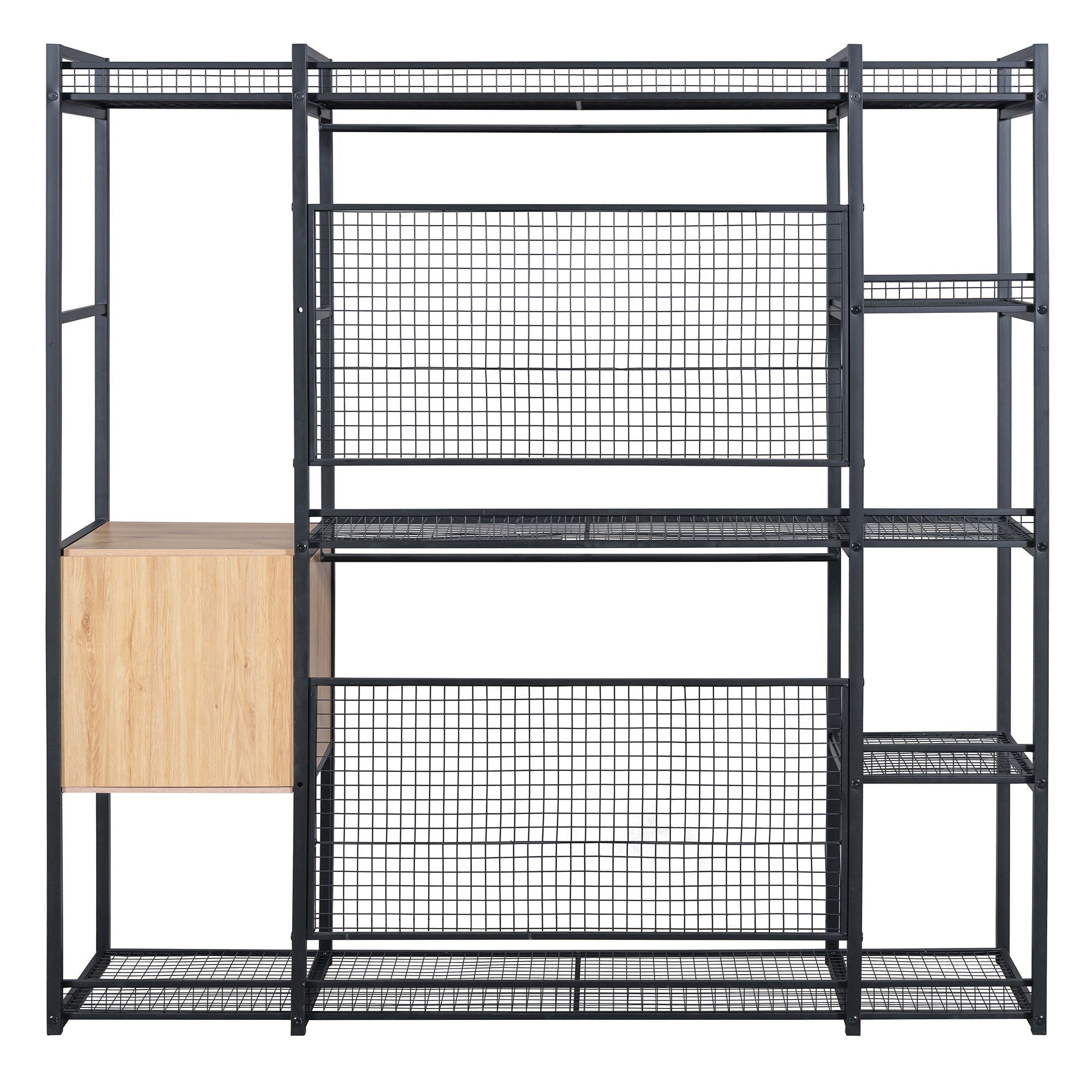 Open Style Wardrobe With Hanging Rails, Shelves And Drawers