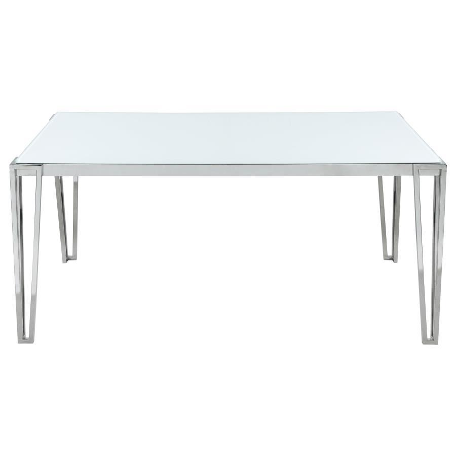 Coaster Fine Furniture Pauline - Rectangular Glass Top Dining Table - Chrome | Meri Furniture