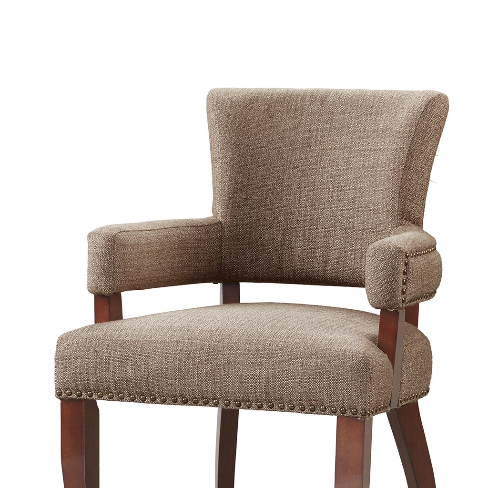 Elegant Arm Dining Chair With Brass Nail Head Detailing