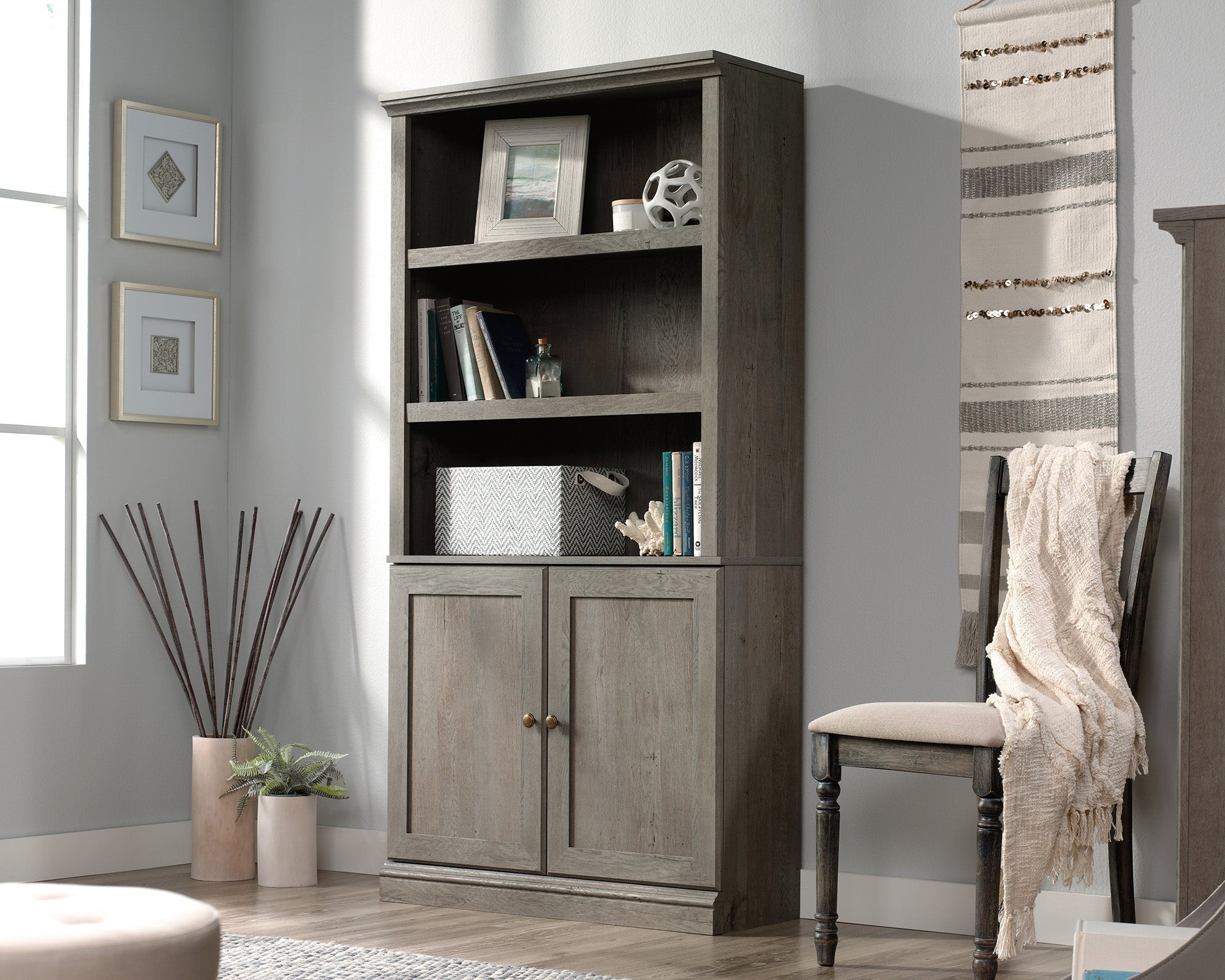Sauder 5 Shelf Bookcase W/doors Myo 3a | Meri Furniture