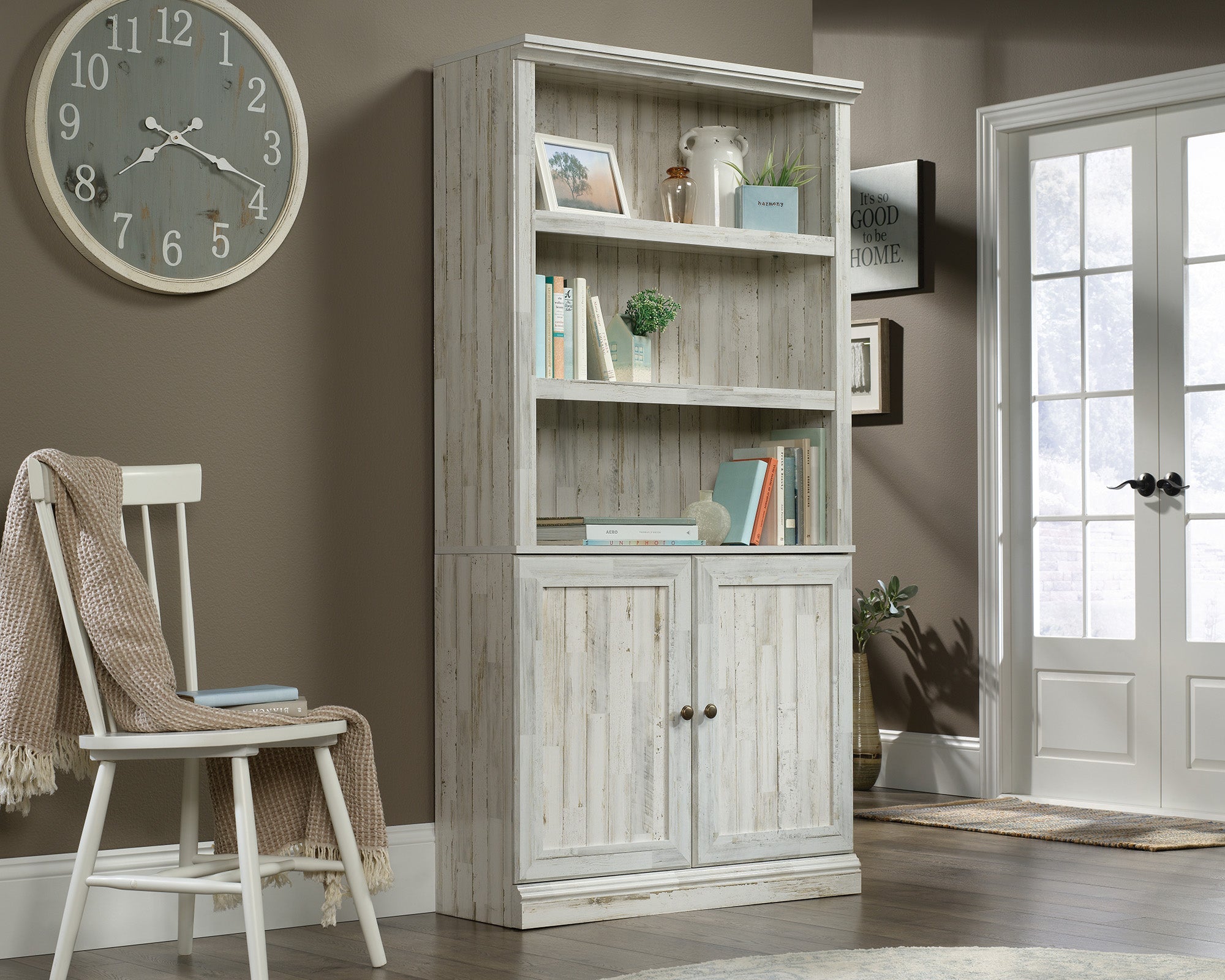 Sauder 5 Shelf Bookcase W/doors Wpl | Meri Furniture
