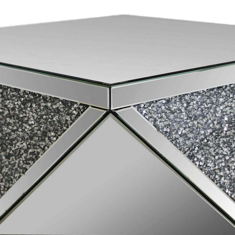 Noralie - 38" Square Coffee Table - Mirrored & Faux Diamonds